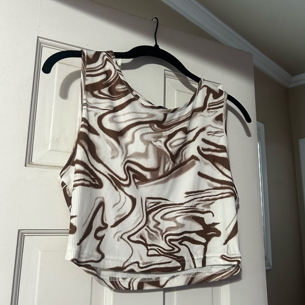 SHEIN Brown and Cream Swirl Tank Top